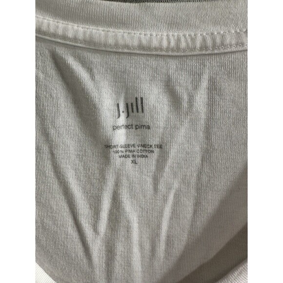 J Jill Women White Luxe Pima Relaxed Tee Medium Cotton Dolman Cap Sleeve - Picture 4 of 7